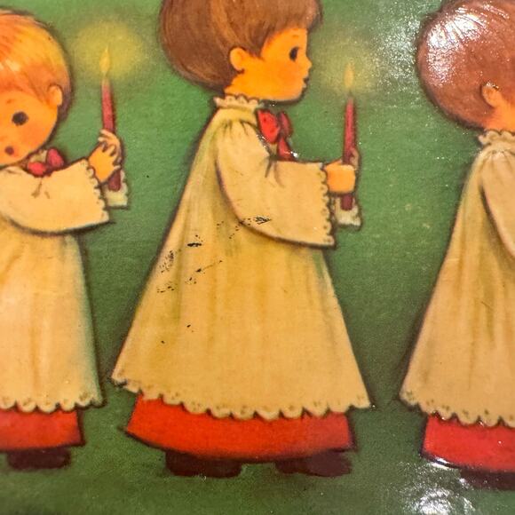 VTG Christmas Wall Hanging Plaque Decoupage Choir Alter Boy Handmade Artisan - Picture 7 of 13